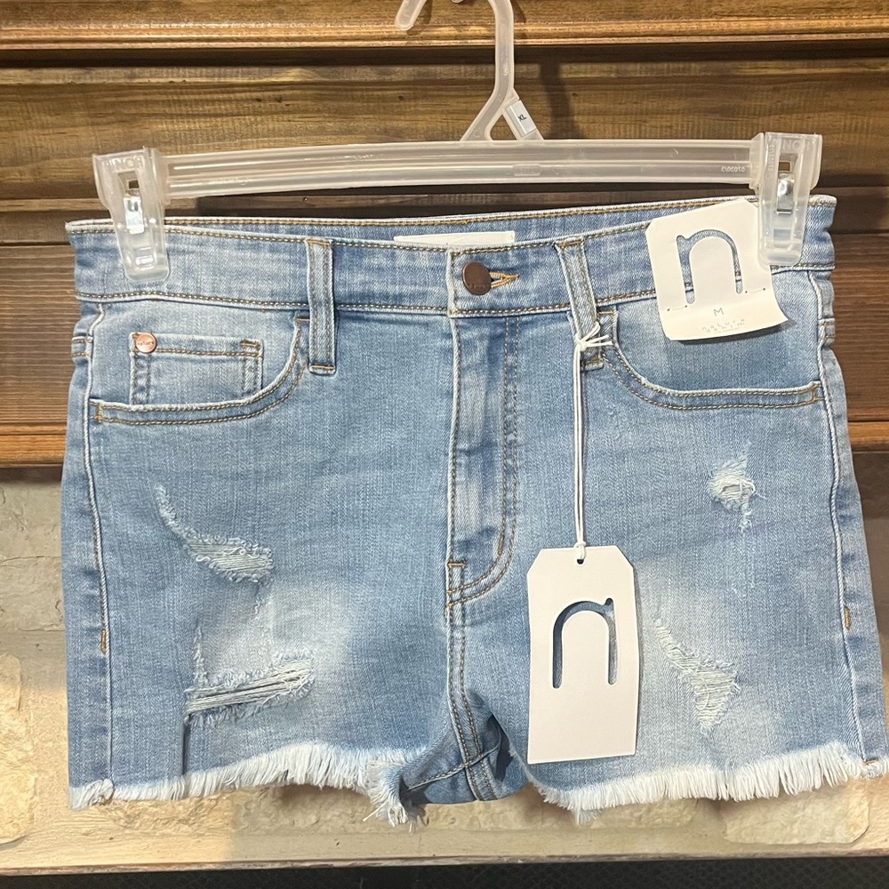 Nature Denim Distressed high rise shorts NWT